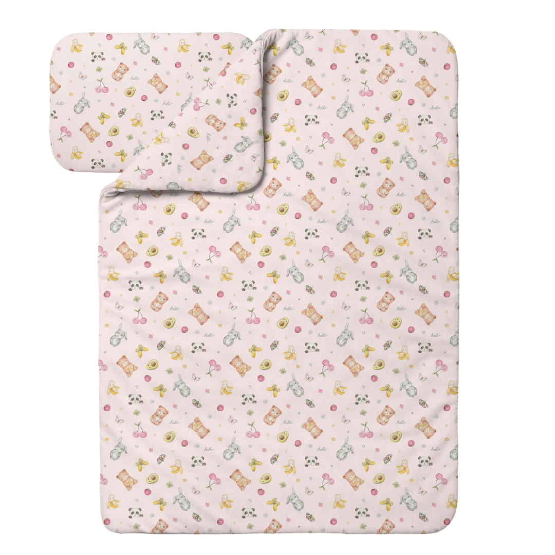 Waldin Baby Kinder Bettwäscheset 100% Bambus, ohne Bezug, Hypoallergen, Decke und Kissen, Candycute/