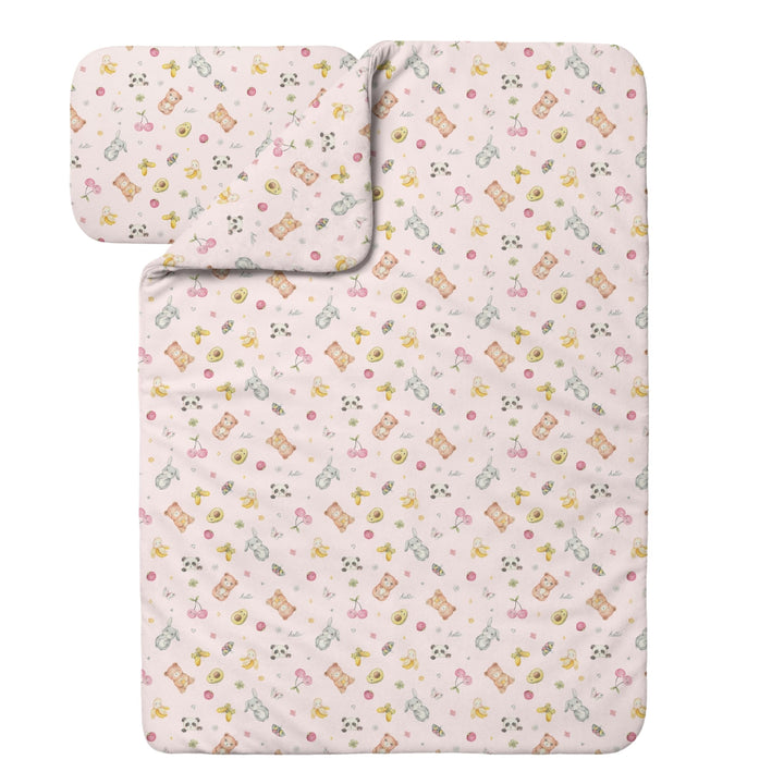 Waldin Baby Kinder Bettwäscheset 100% Bambus, ohne Bezug, Hypoallergen, Decke und Kissen, Candycute/
