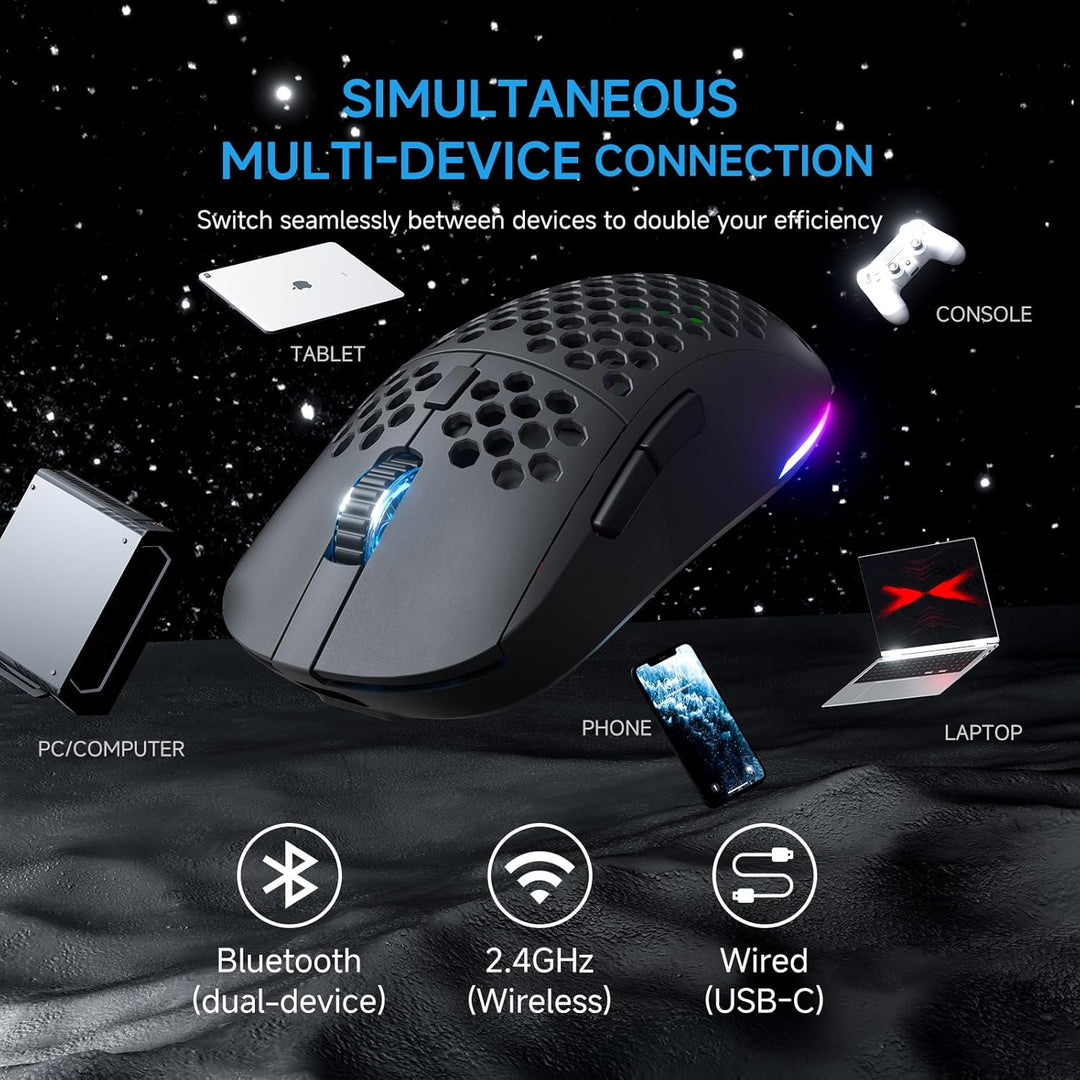 TMKB Falcon M1 Kabellose Gaming Maus - 24000 DPI, 180h Akkulaufzeit, 90g Ultra-Leicht, 6 Programmier