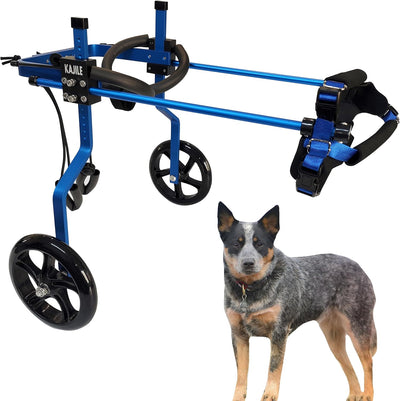 KAJILE Einstellbare 2 Räder Hunde-Rollstuhl, M-3 Grösse für behinderte Hund Hinterbeine Rehabilitati
