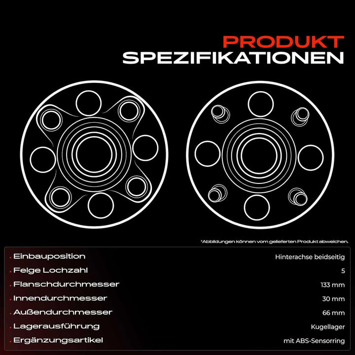 Frankberg 1x Radnabe Radlagersatz Hinterachse Links oder Rechts Kompatibel mit Avantime DE0 MPV 2.0L