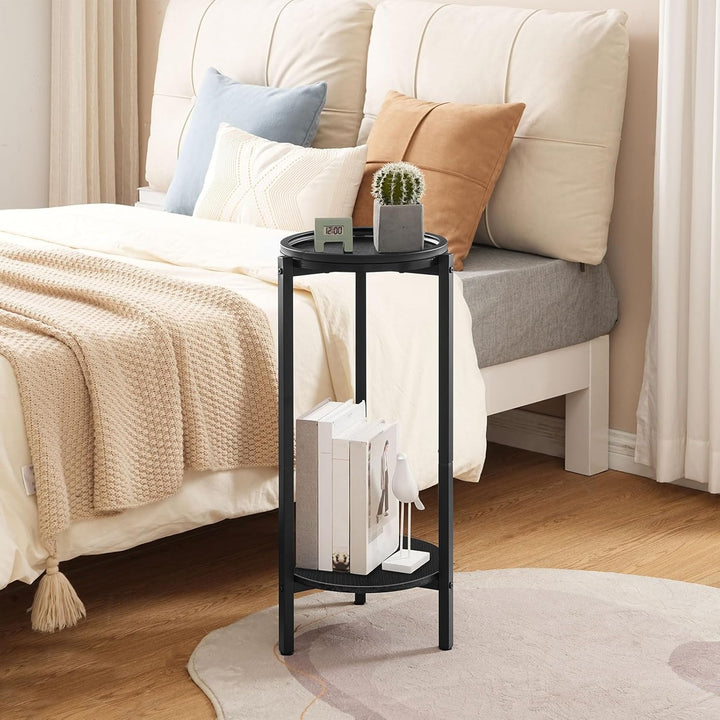 HOOBRO Beistelltisch, Kleiner Tisch, 2-stufiger runder Couchtisch, Sofatisch, Getränketisch, für kle
