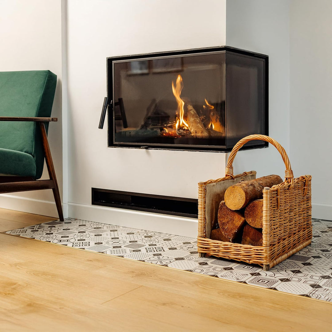 Creative Home Gross Kaminkorb Holzkorb Kaminholzkorb Rattan | 45 x 30 x 47 cm | Aufbewahrung Rechtec