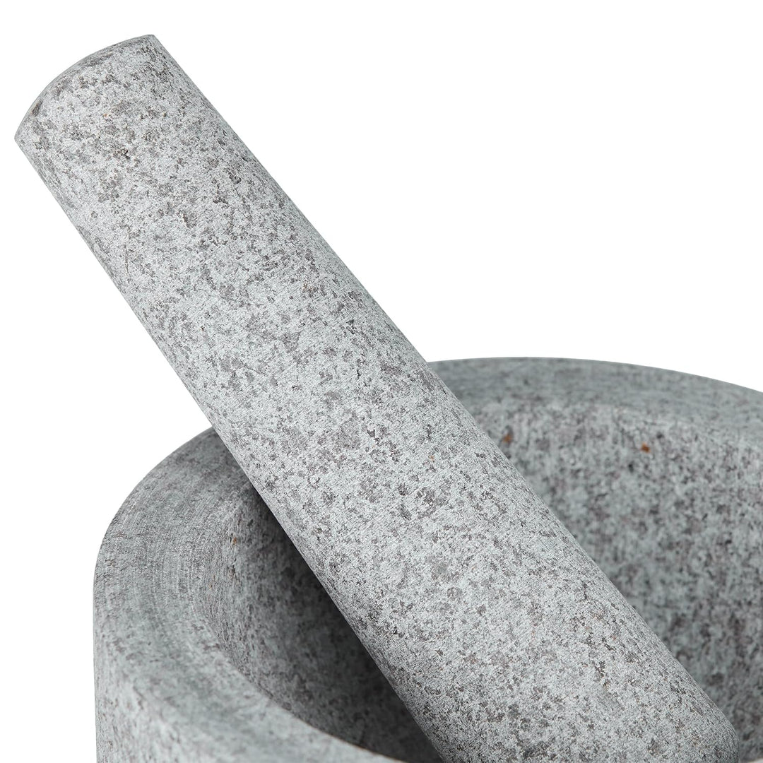 Relaxdays Mörser mit Stössel, Granit, runder Steinmörser, HxD: 8 x 16 cm, Gewürze & Kräuter, schwere