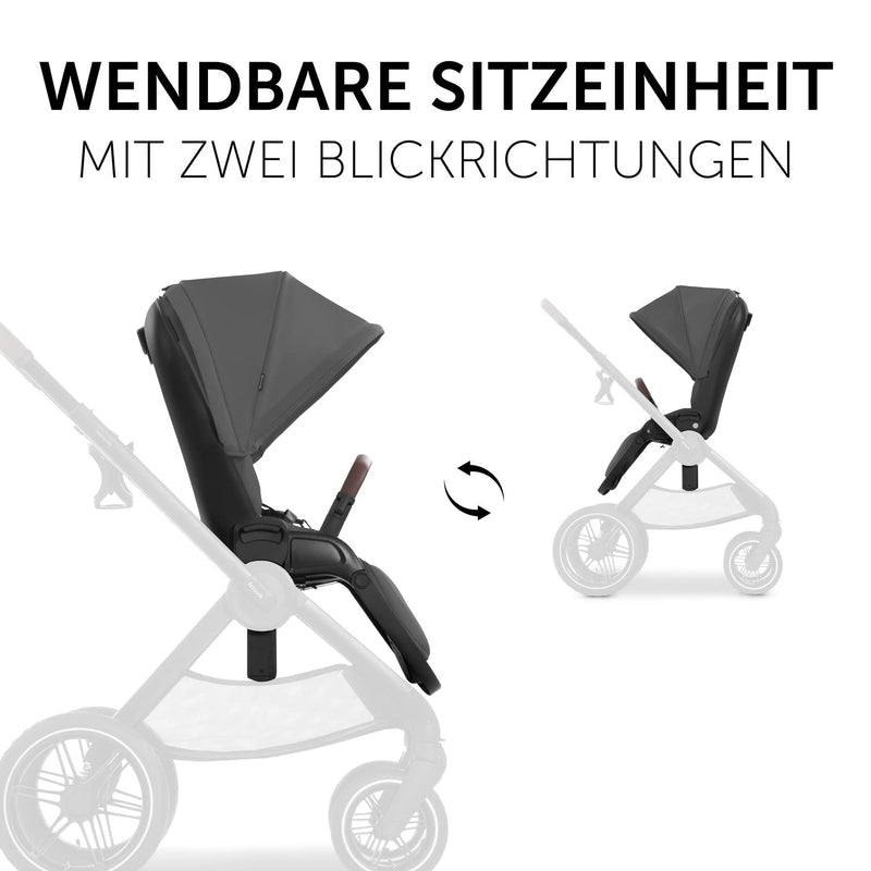 hauck 2in1 Kinderwagen mit Luftreifen Walk N Care Air Set ab Geburt bis 22 kg + 3 kg Korb, Wanne mit