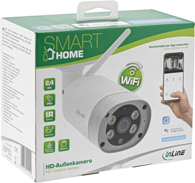 InLine® SmartHome HD Aussenkamera mit LED Licht, IP66