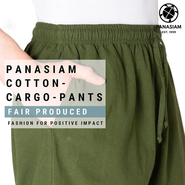 PANASIAM Cargohose | Bequeme Herren Sommerhose mit 4 praktischen Taschen | Stoffhose aus Baumwolle |