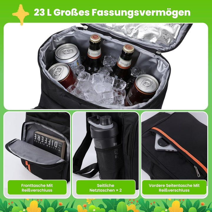 Kühlrucksack Thermo Rucksack Isolierte Kühltasche 23L Grosse Kapazität Wasserdicht Leicht Tragbar Ou
