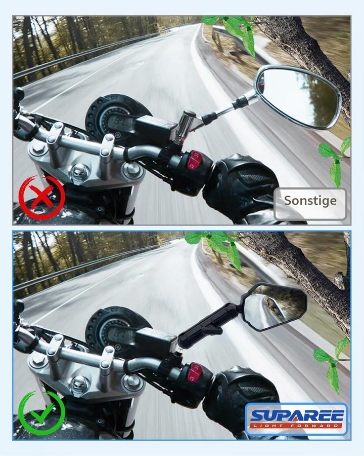 SUPAREE Universal Motorrad Rückspiegel Motorrad Spiegel Klappbar Offroad motorrad Spiegel e-Geprüft