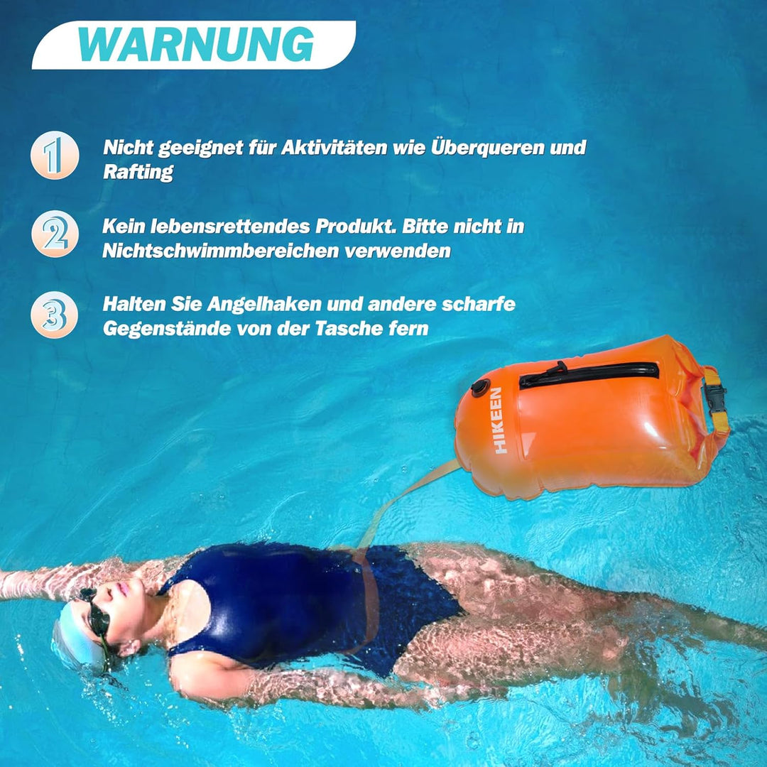 BOOSTEADY Schwimmboje, Trockensack Boje Schwimmen Aufblasbare Trockentasche Swimming Buoy mit Handyt