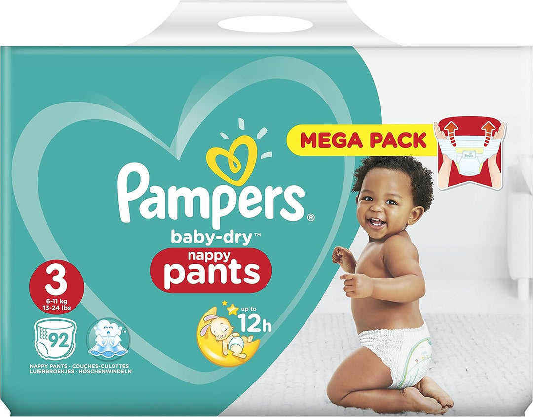Pampers 81666879 Baby-Dry Pants windelhose, weiss Grösse 3 (92 Stück), Größe 3 (92 Stü