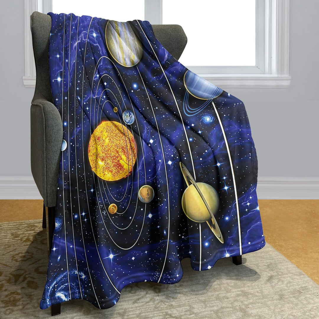 YISUMEI Decke 150x200 cm Kuscheldecken Sanft Flanell Weich Fleecedecke Bettüberwurf Sonnensystem