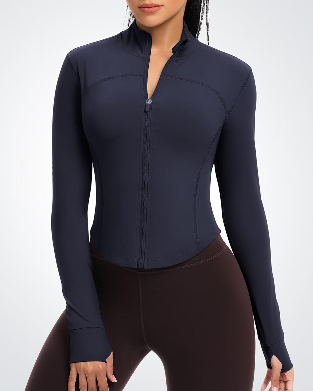 QUEENIEKE Damen Laufjacke Atmungsaktive und Leicht Sportjacke Langarm definieren Jacke mit Daumenloc