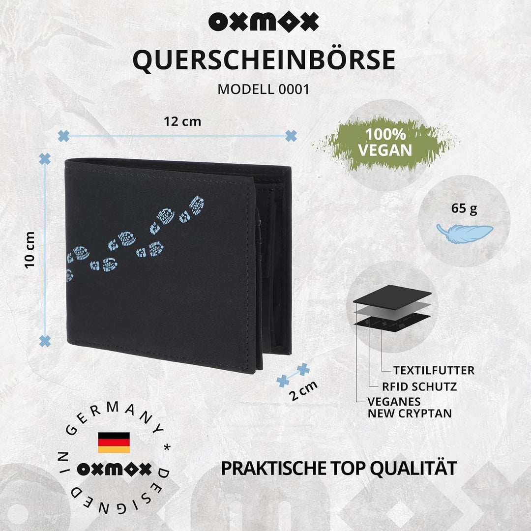 Oxmox Geldbörse Herren/Portemonnaie Damen | Wallet mit RFID Schutz | New Cryptan (Vegan) | 5 Kreditk