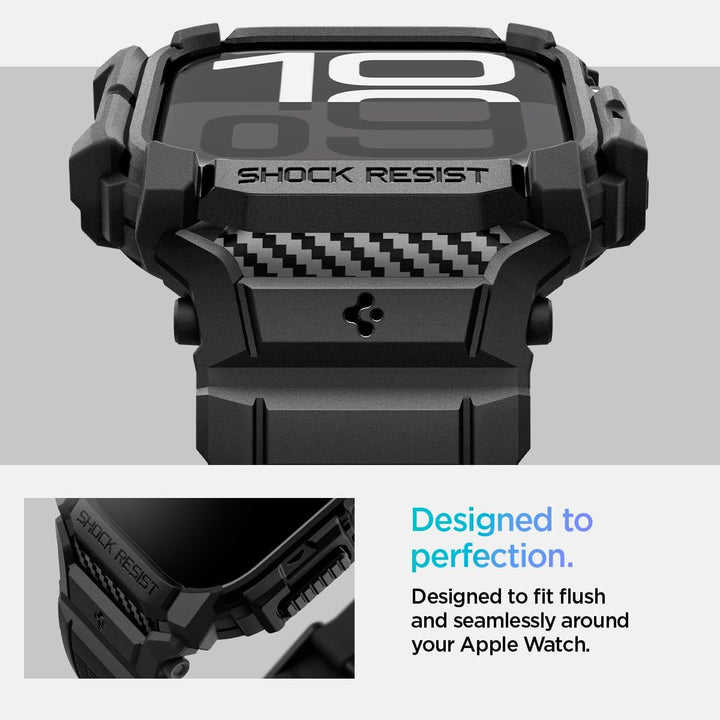 Spigen Rugged Armor Pro Hülle mit Armband Kompatibel mit Apple Watch 11/10 42mm (2025/2024) Schwarz,