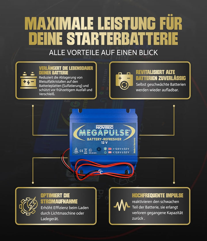 Novitec® Megapulse 12V Batteriepulser | Verlängert Batterielebensdauer & verbessert Ladeleistung | F