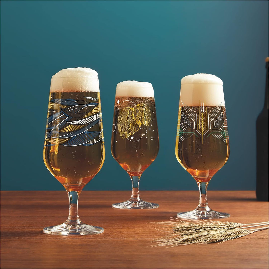 RITZENHOFF 3471002 Bierglas 300 ml – 2er Set – Serie Brauchzeit, Motiv Nr. 2 – Wasser, mehrfarbig –