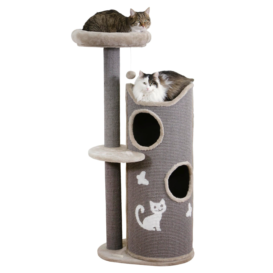 Kerbl Pet Kratzbaum Tiana, Katzenkratzbaum, grau, 73,5x45x130cm, für Mehrkatzenhaushalt, Sisalkratzf