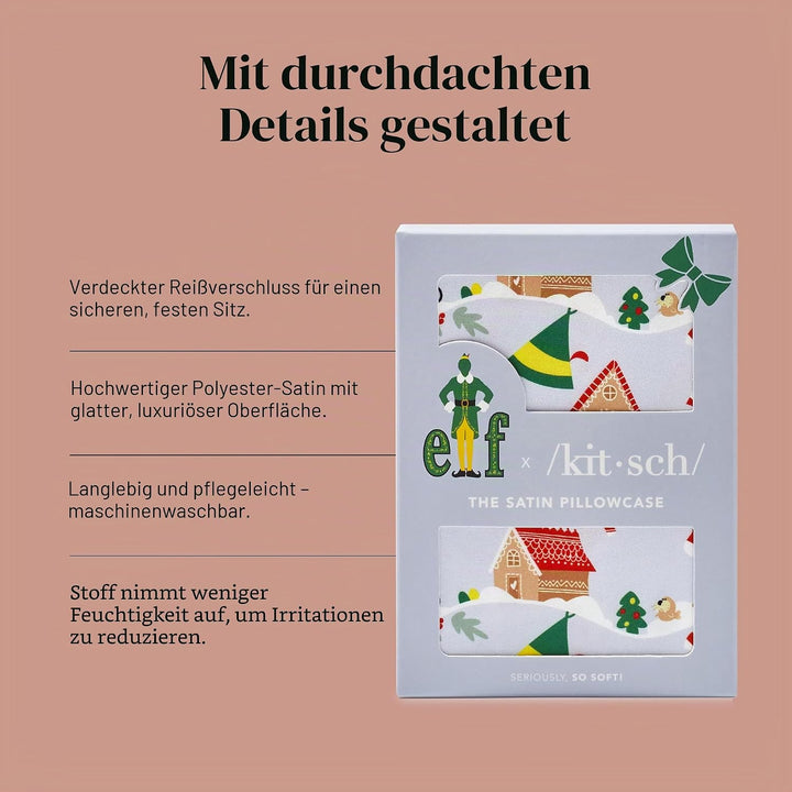 Elf x Kitsch Satin-Kissenbezug, weicher als Seidenkissenbezug für Haar und Haut, kühlende Satin-Kiss
