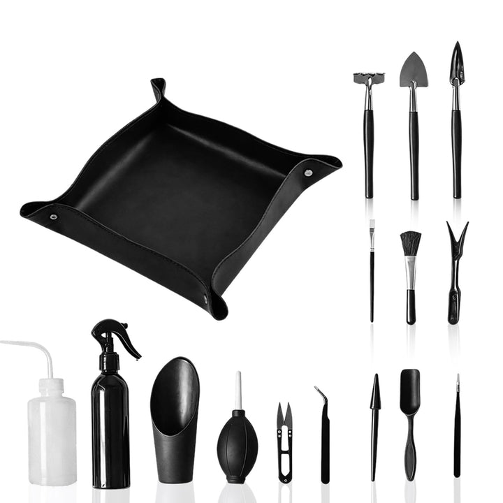 Bonsai Werkzeug Set 16 Stück, Sukkulenten-Werkzeuge mit Umtopfmatte, Setzlingsheber &amp; Pflanzen Zubeh