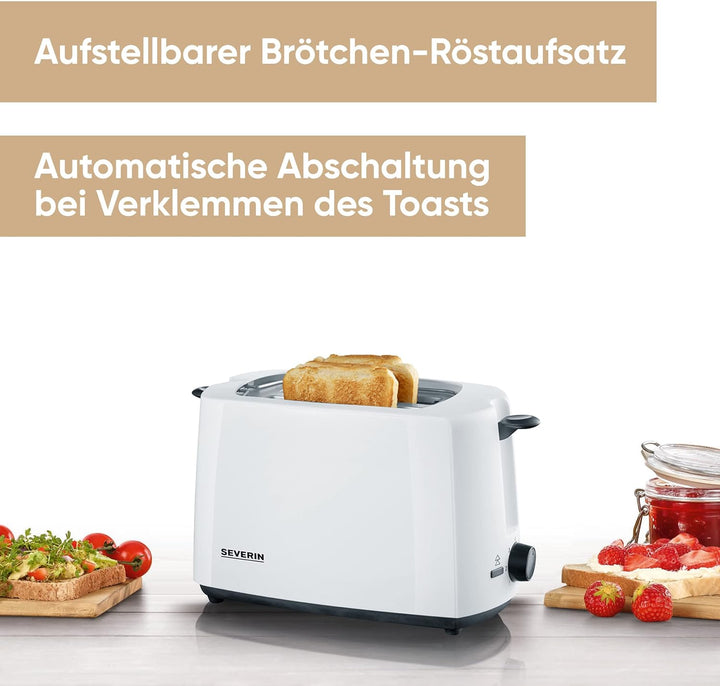 SEVERIN Automatik-Toaster, Toaster mit Brötchenaufsatz, hochwertiger Toaster mit Krümelschublade und