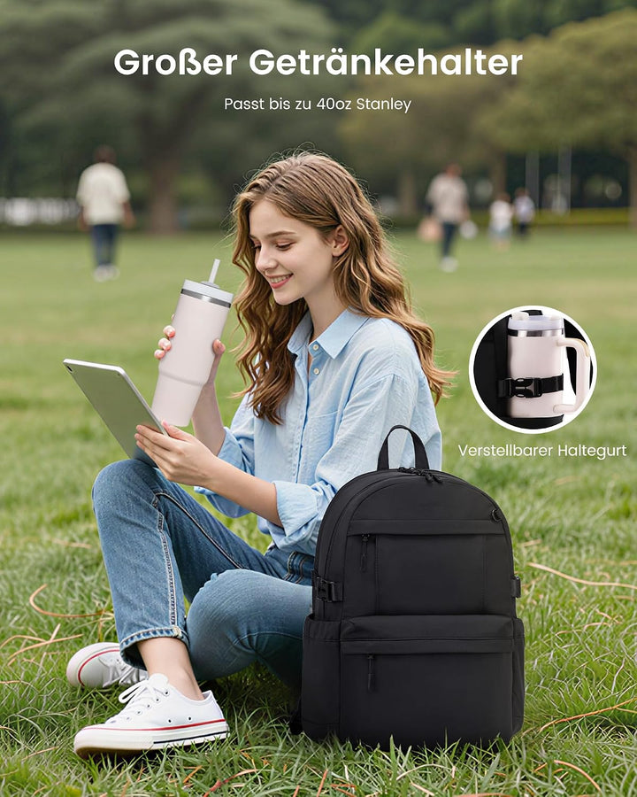 LOVEVOOK Rucksack Damen, 15,6 Zoll Laptop Schulrucksack Teenager mit grossem Fach für Trinkflaschen,