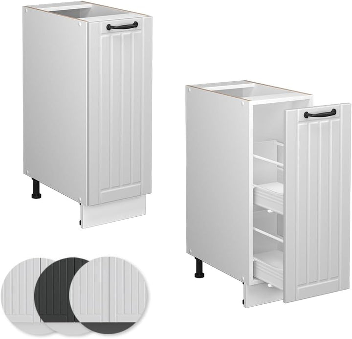 Vicco Apothekerschrank Fame-Line, Weiss, 30 cm ohne Arbeitsplatte Weiss Landhaus Apothekerschrank 30