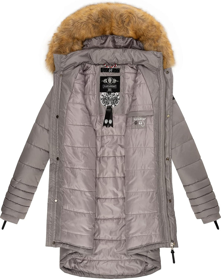 Navahoo Damen Warmer Winter Steppmantel Papaya XS-XXL S Zinc Grey, S Zinc Grey