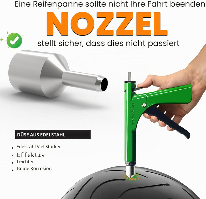 GRAND PITSTOP GrandPitstop Tubeless Reifenpannen-Reparaturset mit Stopfen für Motorrad, Auto und Rol
