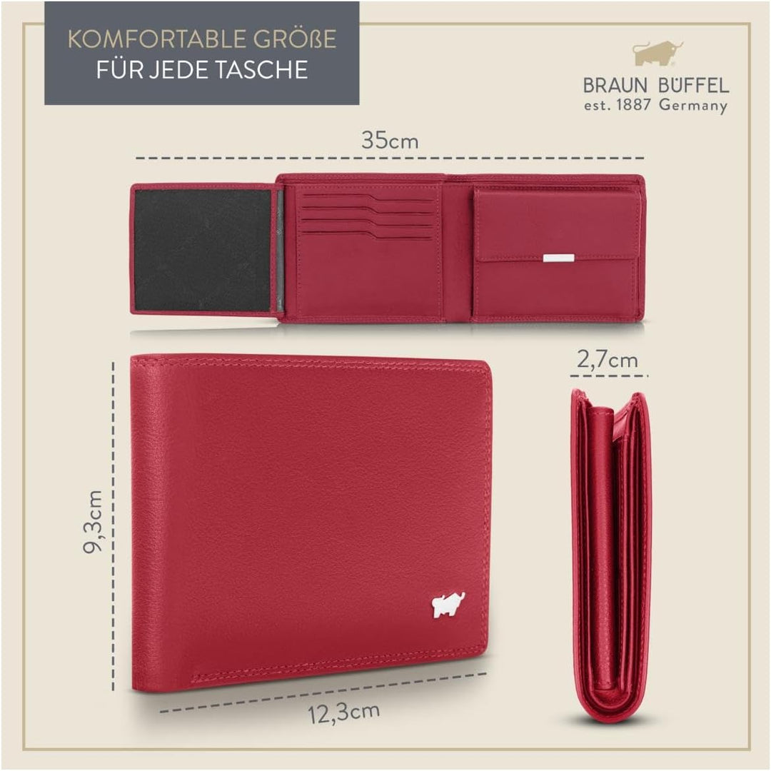 BRAUN BÜFFEL Damen Geldbörse aus echtem Leder Golf 2.0 - Trifold - Portemonnaie für Frauen - 8 Karte