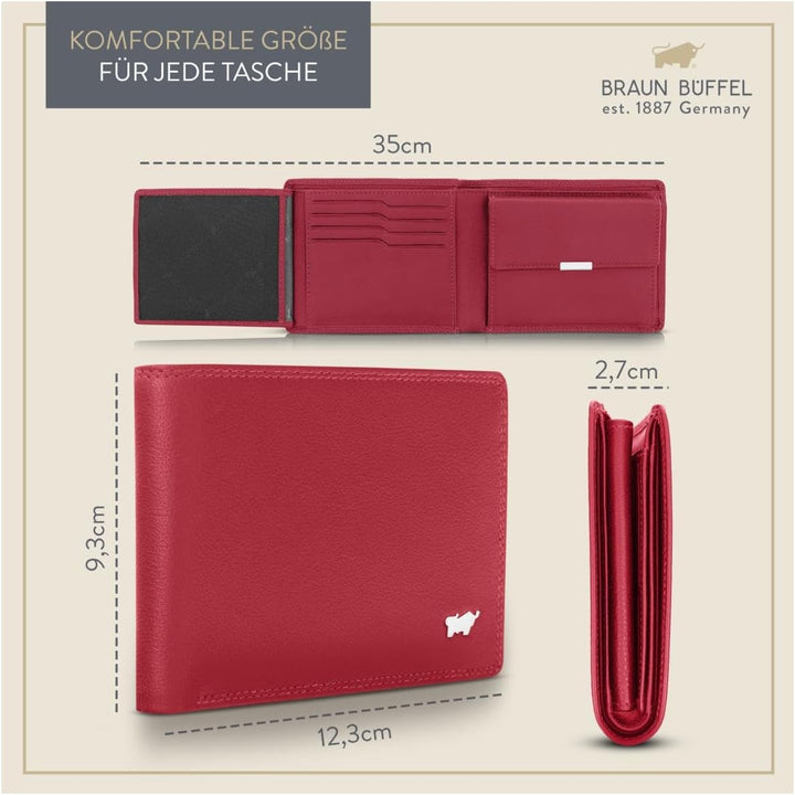 BRAUN BÜFFEL Damen Geldbörse aus echtem Leder Golf 2.0 - Trifold - Portemonnaie für Frauen - 8 Karte