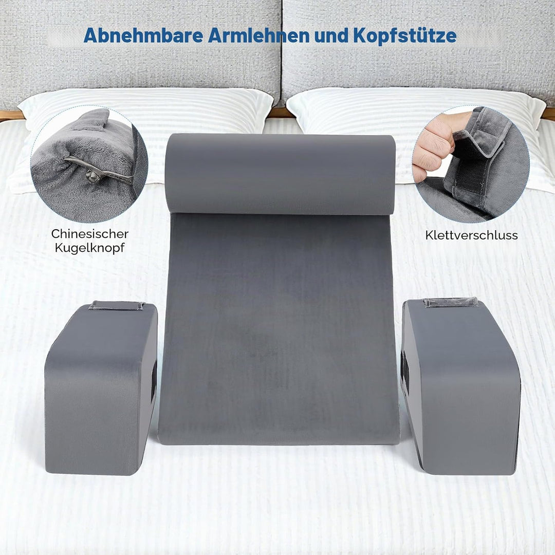 Ergonomisches Lesekissen mit Abnehmbarer Kopfstütze &amp; Armstützen, Rückenstütze für Bett, Sofa, Boden