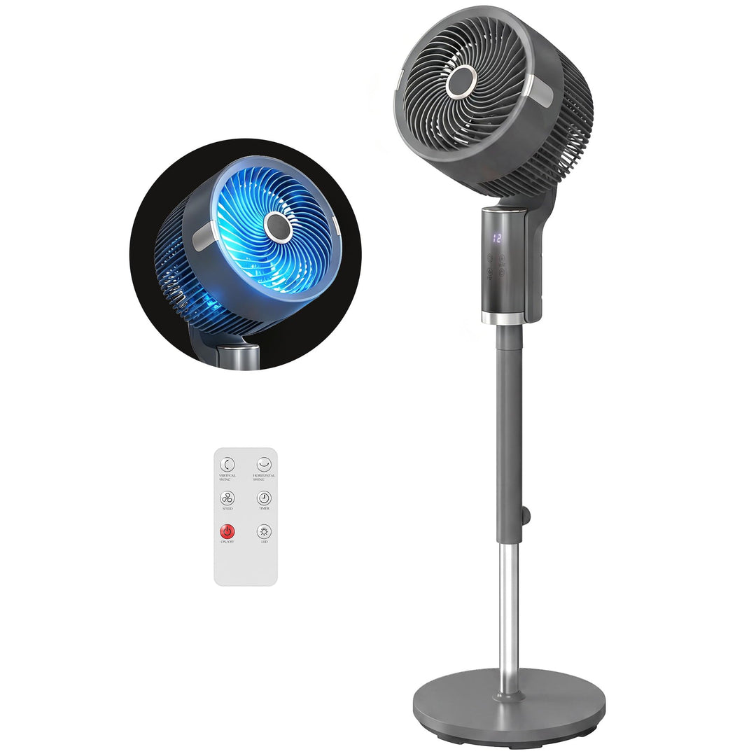 HOMCOM Standventilator Luftzirkulator Lüfter mit 8 Geschwindigkeitsstufen, LED-Display, Fernbedienun