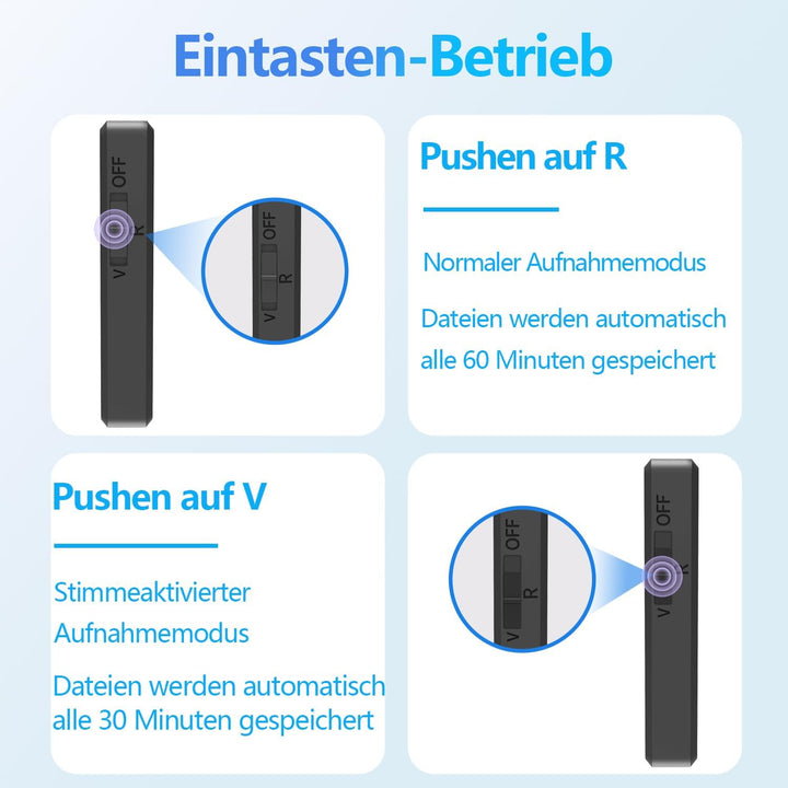 Diktiergerät Mini 64 GB - Voice-Recorder mit Sprachgesteuerter Aufnahme, Rauschunterdrückung, Audio