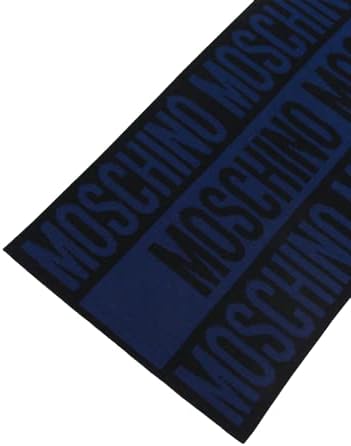 Moschino Schal REVERSE Art.50164 Wolle Logo Bands Schwarz/Blau, mehrfarbig, Einheitsgrösse