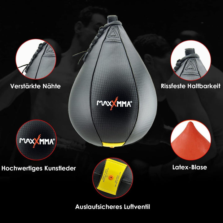 MaxxMMA Boxbirne, Speedball zum Aufhängen, Punching Ball, Boxing Speed Bag, Geschwindigkeit Ball Box