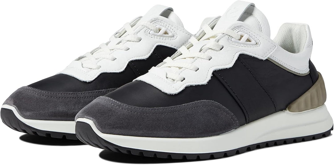 ECCO Herren Astir Retro Sneaker 41/41.5 EU Magnet Schwarz Hellweiã Vetiver, 41/41.5 EU Magnet Schwar