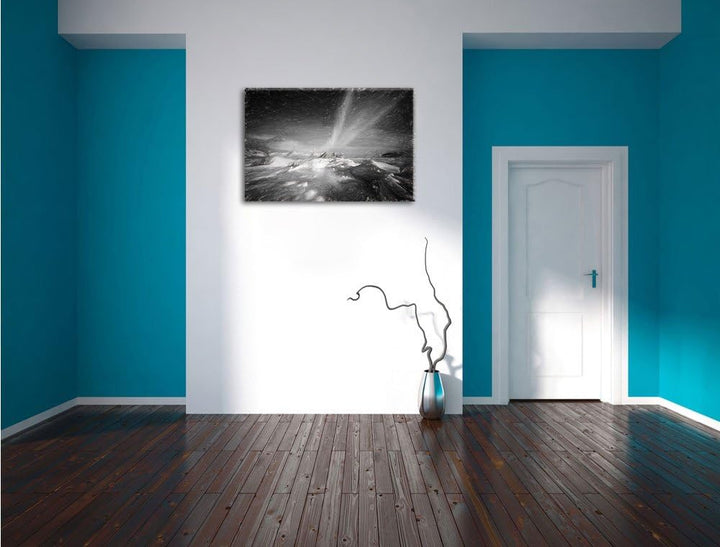 Pixxprint gewaltiges Polarlicht Kunst als Leinwandbild/Grösse: 100x70 cm/Wandbild/Kunstdruck/fertig