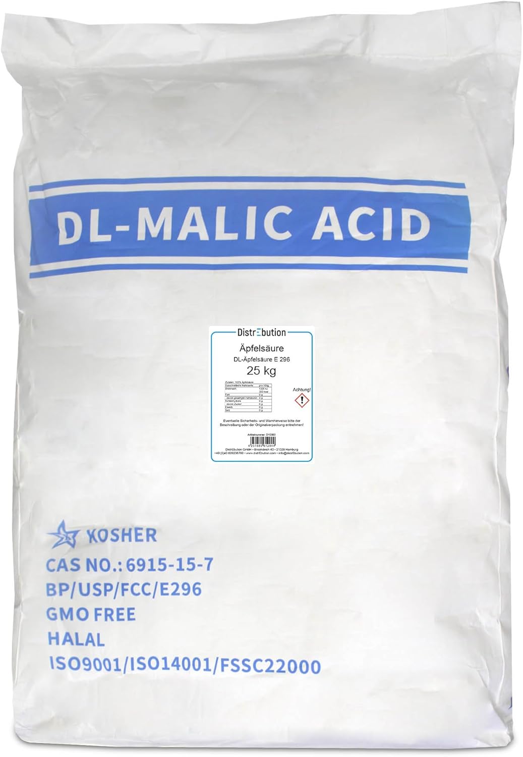 Apfelsäure Pulver 25kg Lebensmittelqualität E296 Säuerungsmittel Malic Acid