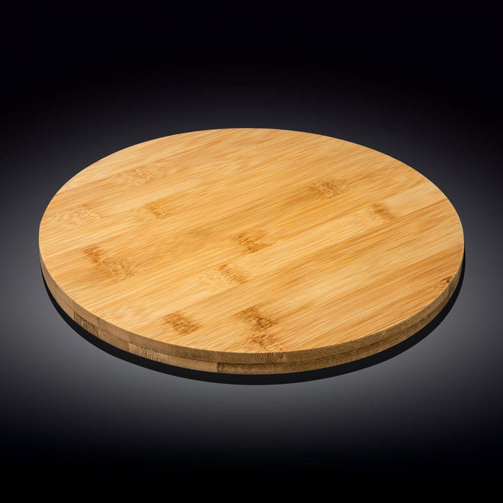 WILMAX | DREHTELLER 35,5 X 4 CM | Tablett Holz | Bambus Serviertablett | Schneidebrett | Käseplatte