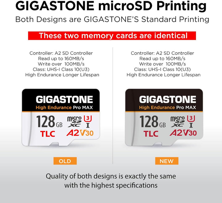 GIGASTONE 128 GB Micro-SD-Karte, hohe Ausdauer Pro MAX Serie Geschwindigkeit bis zu 160 MB/s, kompat