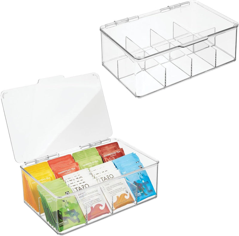 mDesign Teekiste (2er Pack) – die praktische, stapelbare Teebox zur Teebeutel Aufbewahrung – auch al