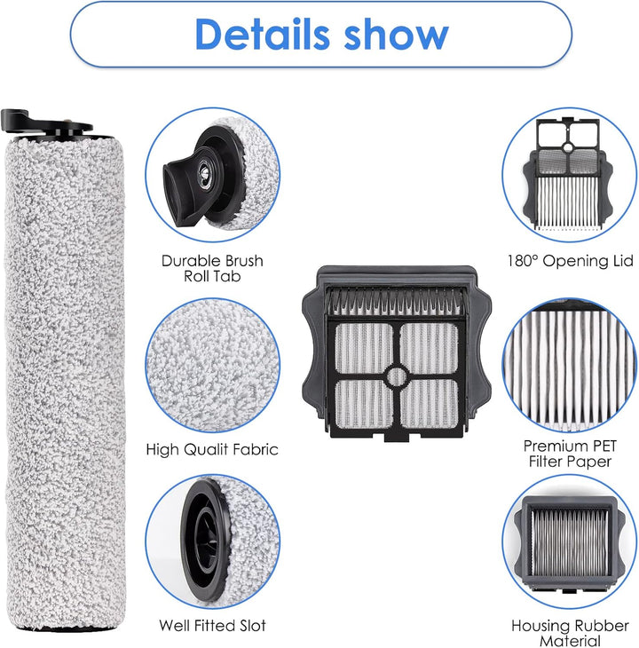 (5 Stück) Ersatz-Bürstenrollen und HEPA-Filter, Kompatibel Mit Tineco Floor One S3/ iFloor 3 Akku-Na