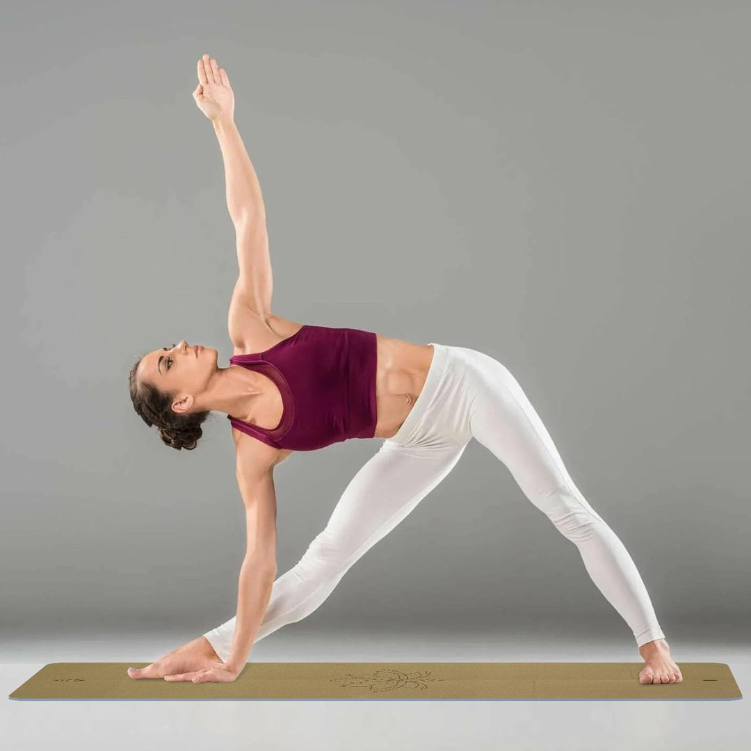 Reise-Yogamatte, faltbar, klein, 173 x 61 cm, 0,4 cm, mit Tragetasche, leichtes Pilate-Design Kork-L
