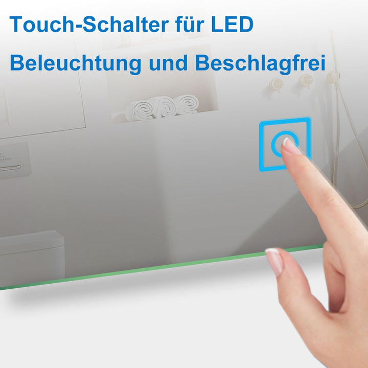 Badezimmerspiegel mit LED 160x80cm LED Spiegel mit Bluetooth Beschlagfrei 3-Fach Schminkspiegel Bads