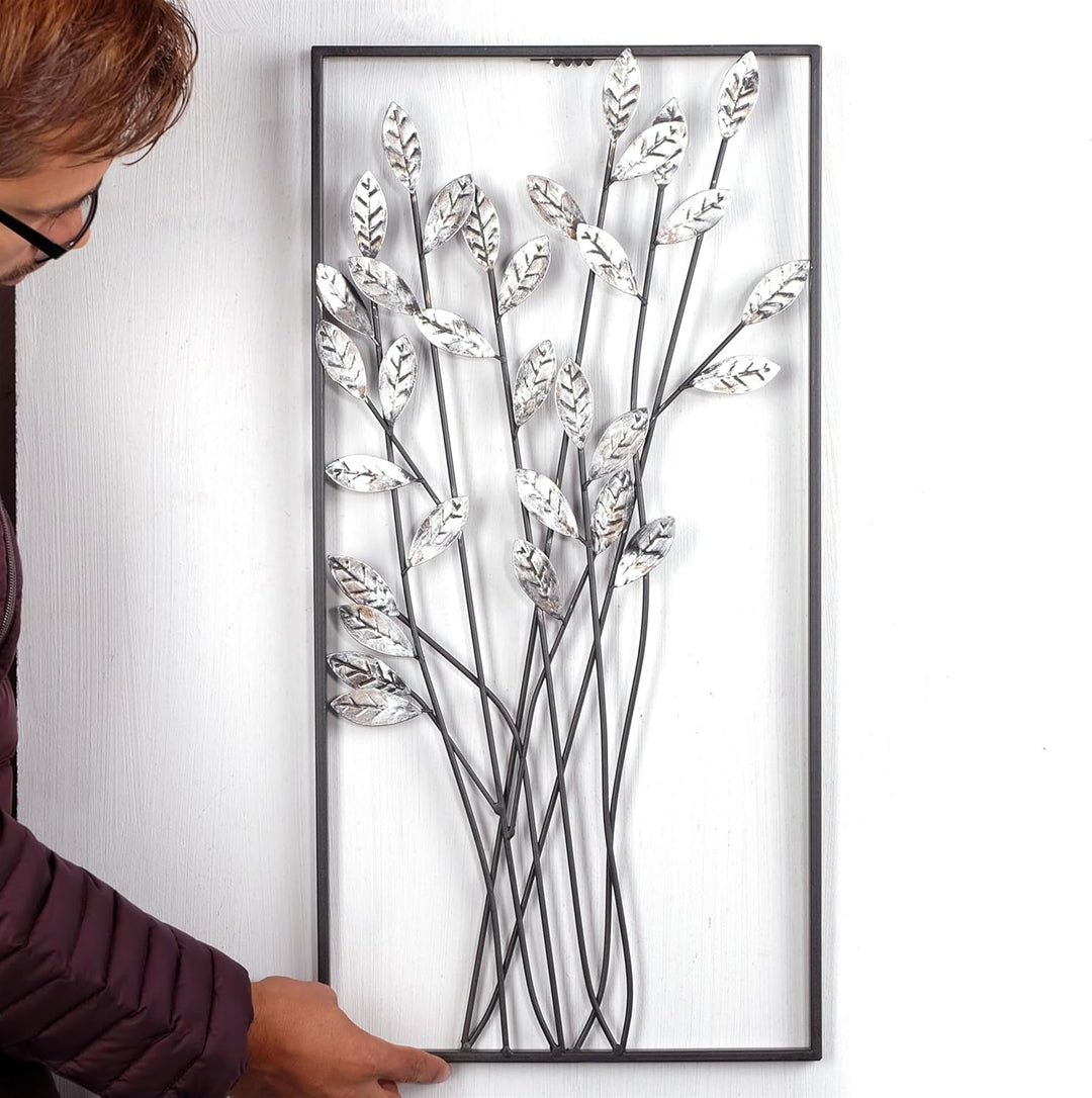 DESIGN DELIGHTS EINZIGARTIGE WANDDEKO ZWEIGE | Metall, 62 cm, Silber/braun | Wanddekoration Blumen