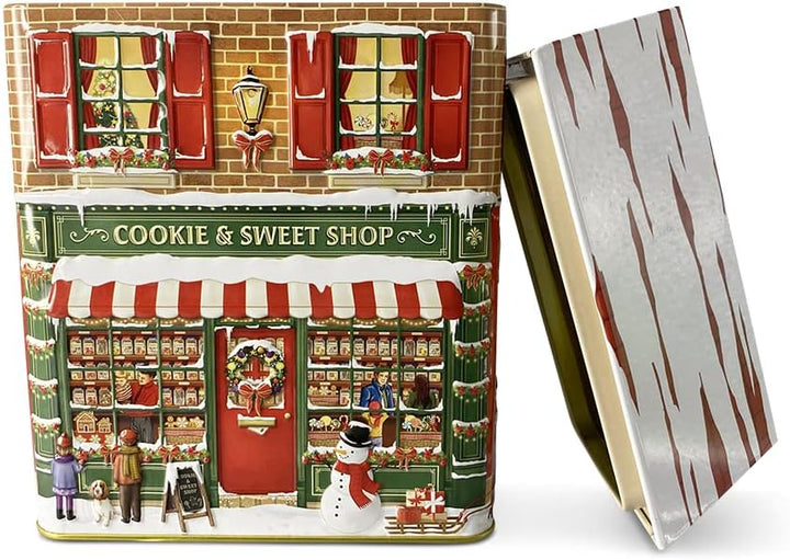 Blechdose in Form eines Stadthauses 'Winter Cookie & Sweet' Keksdose Deko Box Dose, ca. 14x7.5x21 cm