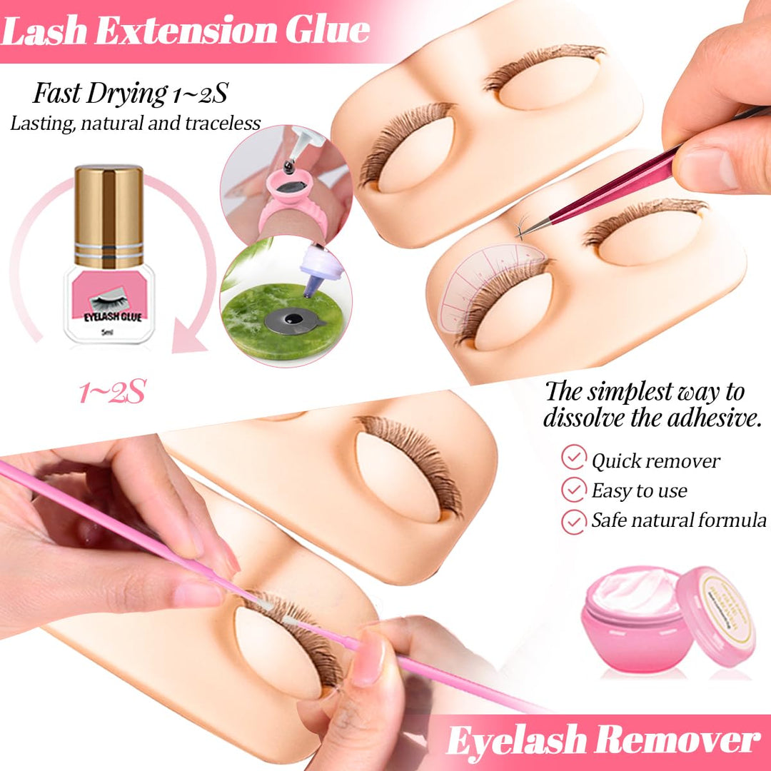 Wimpernverlängerung Set für Anfänger Lash Mannequin Kopf mit Ersetzten Augenlidern Falsche Wimpern P