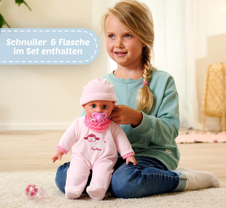 Simba 105140009 - Laura Bottle Feeding, Weichkörperpuppe mit Schlafaugen, trinkt vom Fläschchen und