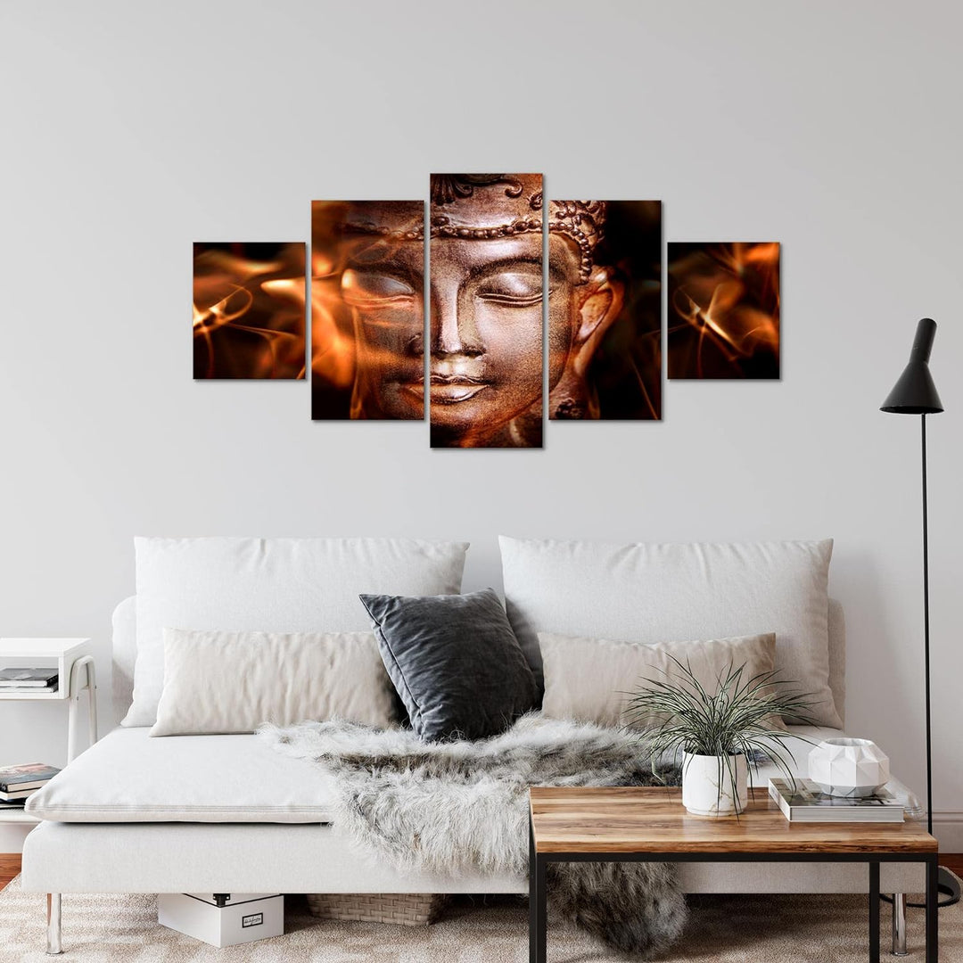 Runa Art Wandbilder Buddha Feng Shui 5 Teilig Bild auf Vlies Leinwand Deko Wohnzimmer Schlafzimmer R